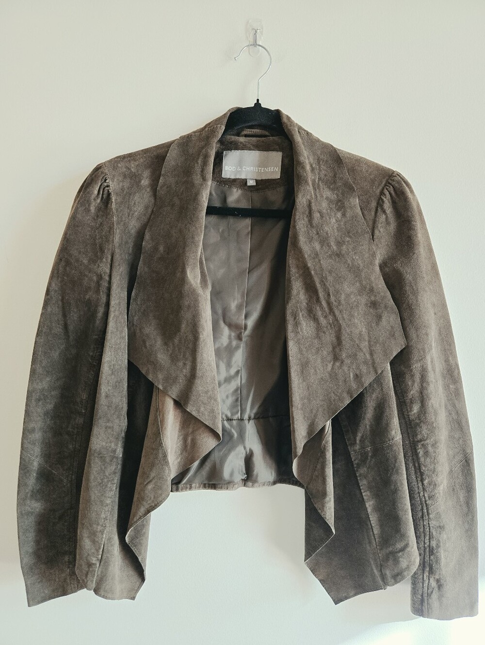 BOD & CHRISTENSEN | US M Suede Leather Jacket | olive brown